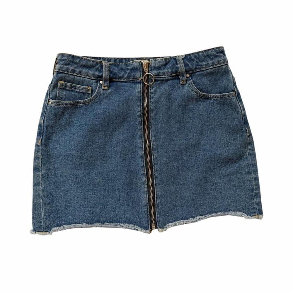 PacSun blue denim mini skirt with zipper detail